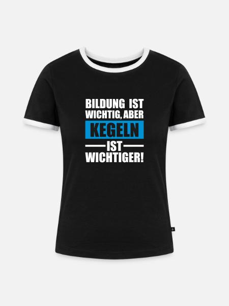 Kegeln Sportart - Frauen Kontrast-T-Shirt - Schwarz/Weiß
