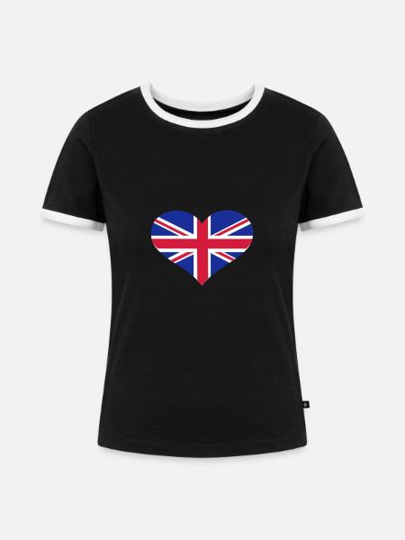 Großbritannien - Frauen Kontrast-T-Shirt - Schwarz/Weiß