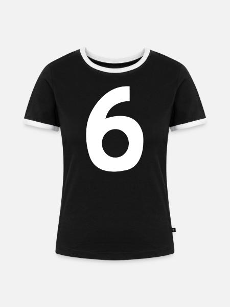 Nummer 6 - Frauen Kontrast-T-Shirt - Schwarz/Weiß