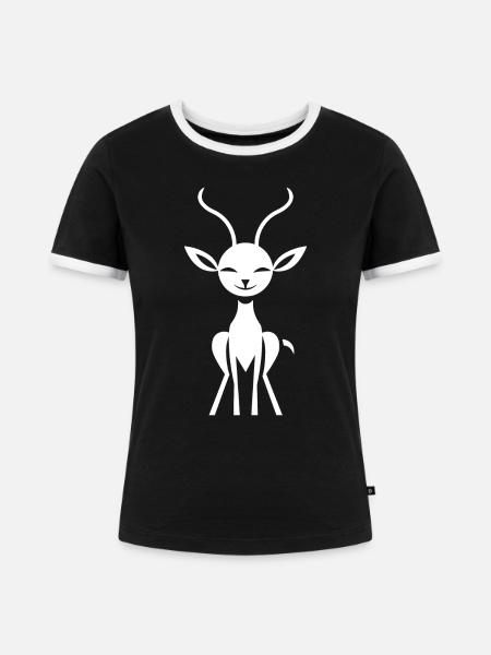 Gazelle - Frauen Kontrast-T-Shirt - Schwarz/Weiß