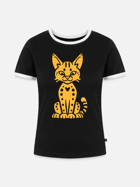 Serval - Frauen Kontrast-T-Shirt - Schwarz/Weiß