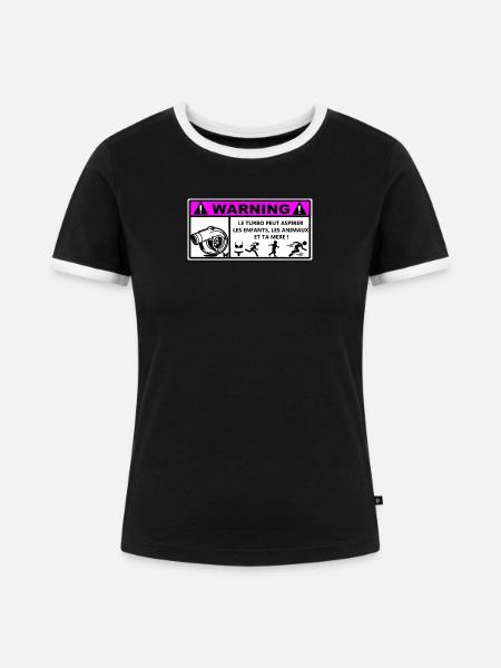 Turbo - Frauen Kontrast-T-Shirt - Schwarz/Weiß