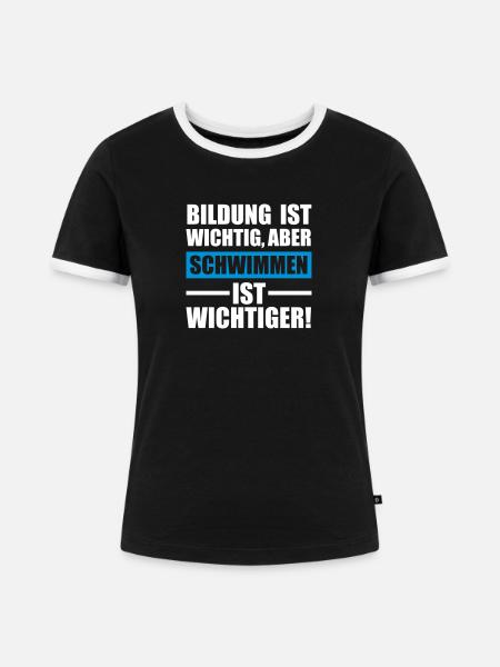 Schwimmen Sportart - Frauen Kontrast-T-Shirt - Schwarz/Weiß