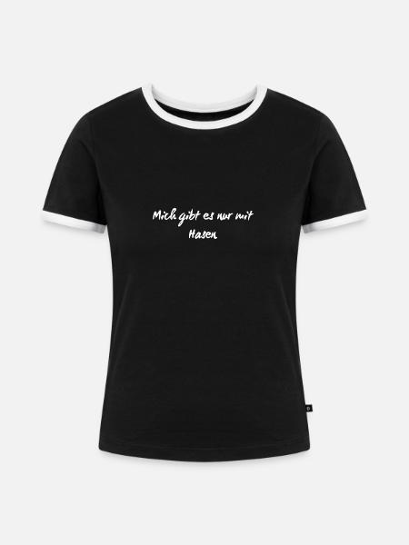 Hasen Haustier Liebe - Frauen Kontrast-T-Shirt - Schwarz/Weiß