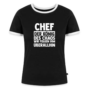 Teamleiter Chef Abschied - Frauen Kontrast-T-Shirt - Schwarz/Weiß - Vorne - Selfina (174cm)