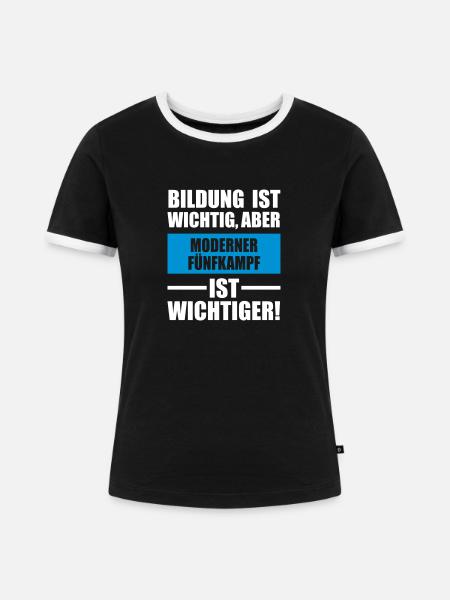 Moderner Fünfkampf Sportart - Frauen Kontrast-T-Shirt - Schwarz/Weiß