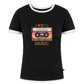 Ich liebe die Musik der 80er Jahre - Frauen Kontrast-T-Shirt - Schwarz/Weiß - Vorne - Selfina (174cm)