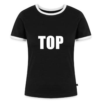 Top - Frauen Kontrast-T-Shirt - Schwarz/Weiß - Vorne - Selfina (174cm)