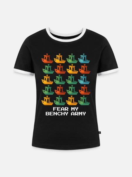Benchy Armee | 3D-Druck Testmodell Kalibrierung - Frauen Kontrast-T-Shirt - Schwarz/Weiß