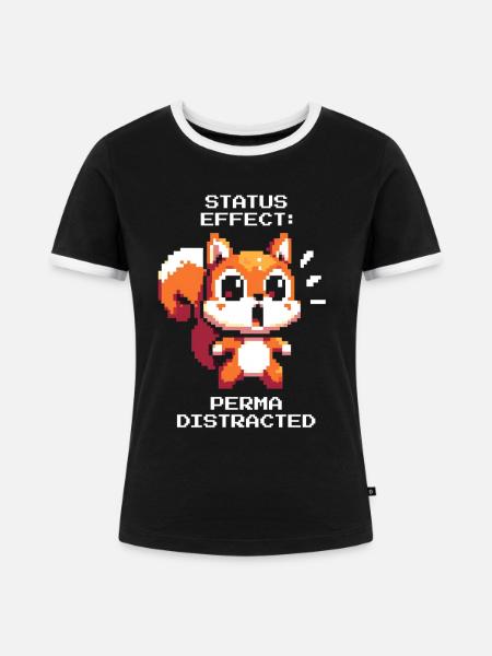Ablenkungsstatus: Dauerhaft | ADHS Reizchaos - Frauen Kontrast-T-Shirt - Schwarz/Weiß