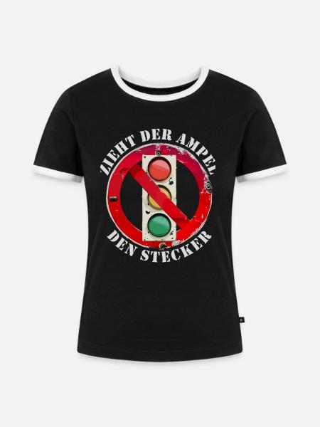 Zieht der Ampel den Stecker - Frauen Kontrast-T-Shirt - Schwarz/Weiß