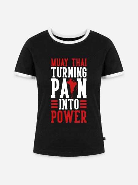 Muay Thai Boxing - Frauen Kontrast-T-Shirt - Schwarz/Weiß