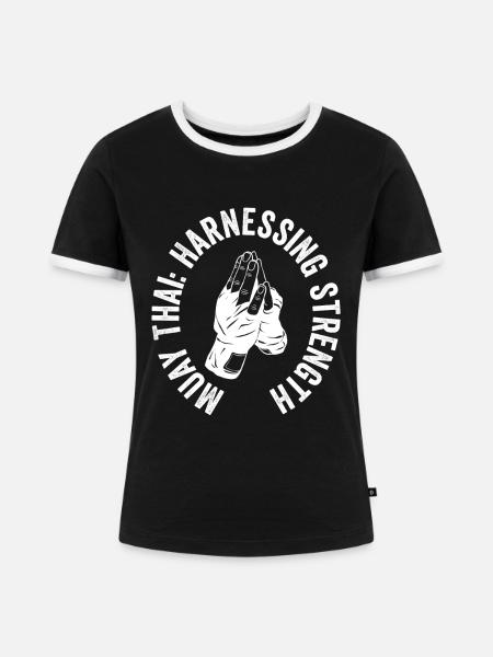 Muay Thai Boxing - Frauen Kontrast-T-Shirt - Schwarz/Weiß
