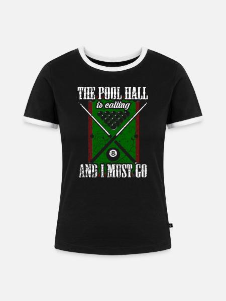 Pool Billard Poolbillard - Frauen Kontrast-T-Shirt - Schwarz/Weiß