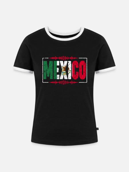 Mexiko - Frauen Kontrast-T-Shirt - Schwarz/Weiß