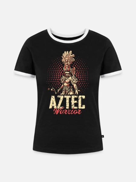 Azteken Krieger Mexiko - Frauen Kontrast-T-Shirt - Schwarz/Weiß