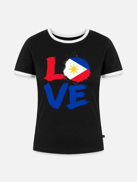 Philippinen - Frauen Kontrast-T-Shirt - Schwarz/Weiß