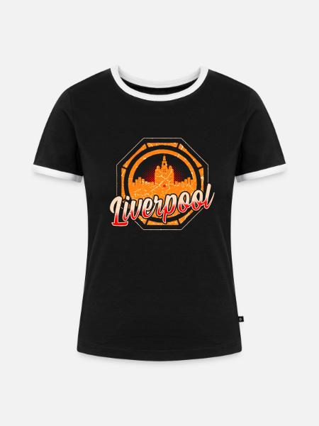Liverpool - Frauen Kontrast-T-Shirt - Schwarz/Weiß