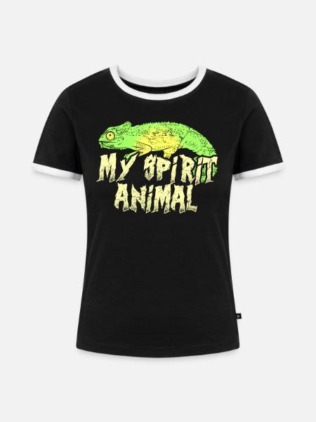 Chamäleon Chamäleons - Frauen Kontrast-T-Shirt - Schwarz/Weiß