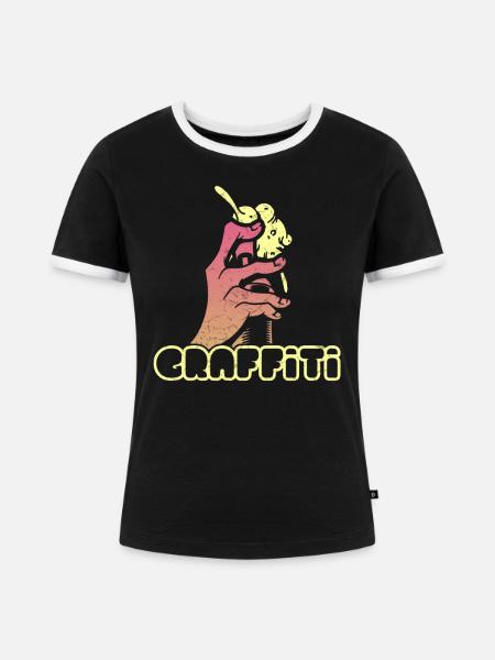 Graffiti - Frauen Kontrast-T-Shirt - Schwarz/Weiß