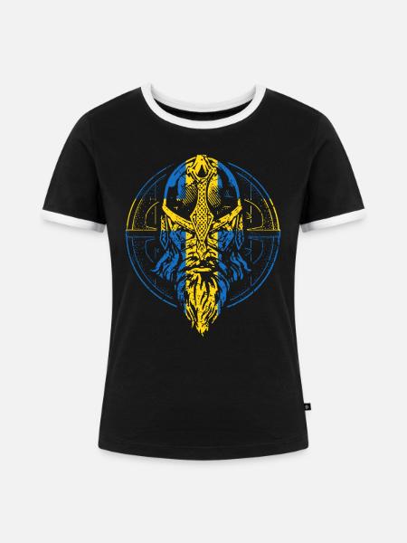 Schwedischer Wikinger - Frauen Kontrast-T-Shirt - Schwarz/Weiß