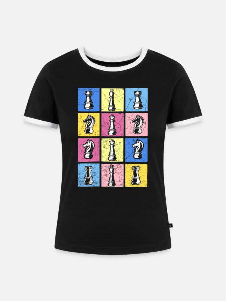 Schach - Frauen Kontrast-T-Shirt - Schwarz/Weiß