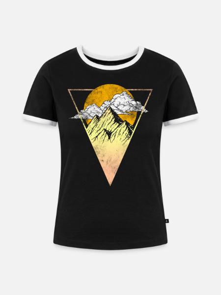 Berge Sonne Natur Wandern - Frauen Kontrast-T-Shirt - Schwarz/Weiß