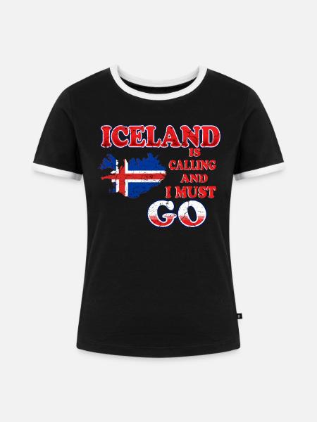 Island - Frauen Kontrast-T-Shirt - Schwarz/Weiß