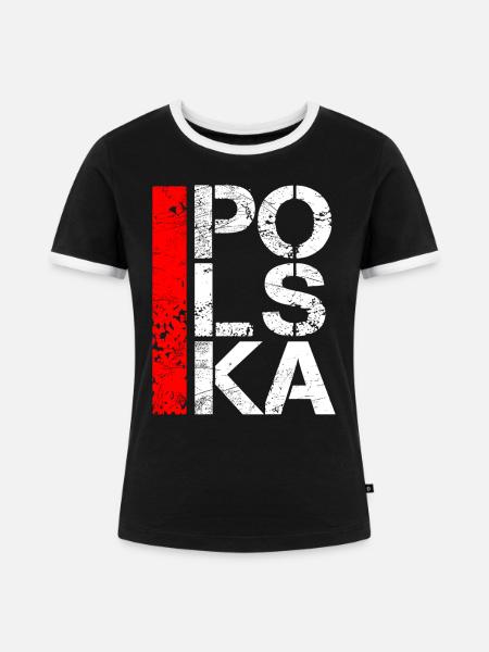 Polen - Frauen Kontrast-T-Shirt - Schwarz/Weiß