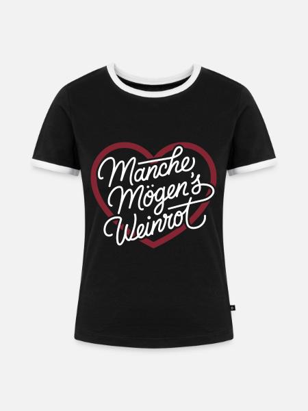 Manche mögens weinrot - Frauen Kontrast-T-Shirt - Schwarz/Weiß