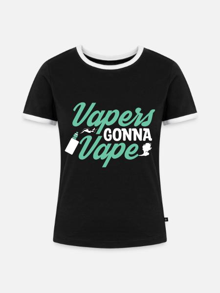 Elektro Zigarette E-Zigarette E-Shisha Vape - Frauen Kontrast-T-Shirt - Schwarz/Weiß