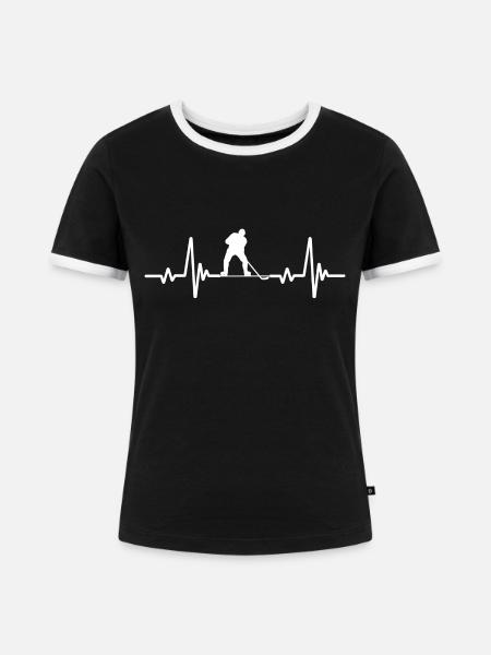 Eishockeyspieler Design - Frauen Kontrast-T-Shirt - Schwarz/Weiß