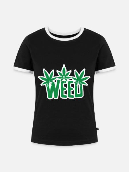 Cannabis Marihuana Weed Kiffen - Frauen Kontrast-T-Shirt - Schwarz/Weiß