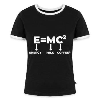 Kaffee mit Milch Milchkaffee Latte Macchiato - Frauen Kontrast-T-Shirt - Schwarz/Weiß - Vorne - Selfina (174cm)