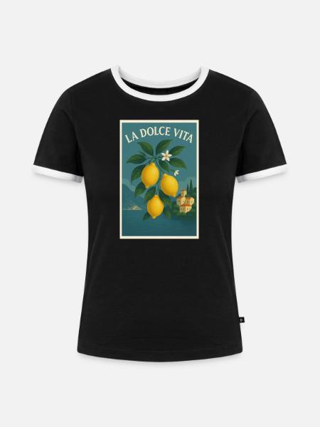 La Dolce Vita - Frauen Kontrast-T-Shirt - Schwarz/Weiß