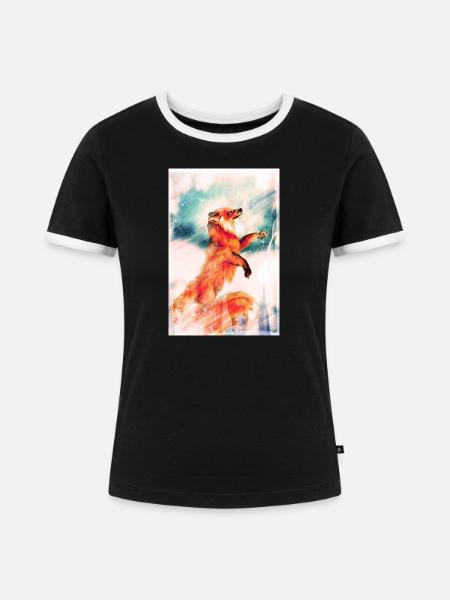 Winter Fuchs. - Frauen Kontrast-T-Shirt - Schwarz/Weiß