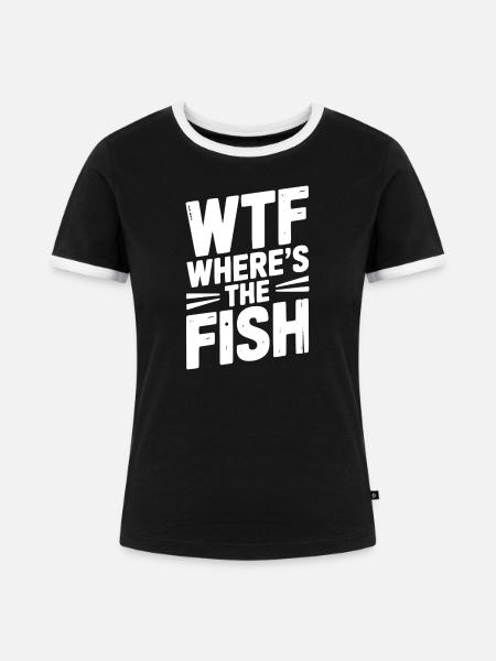 WTF Wo ist der Fisch - Frauen Kontrast-T-Shirt - Schwarz/Weiß