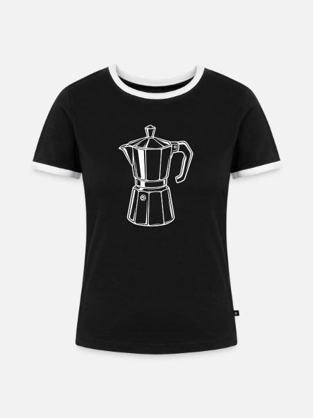 retro Espressokocher - Frauen Kontrast-T-Shirt - Schwarz/Weiß