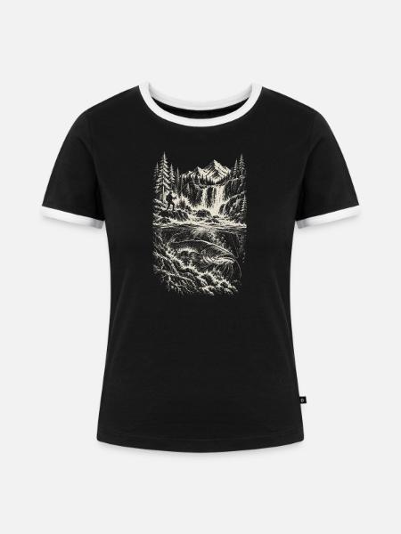 Wels Waller Welsangeln Welsangler Geschenk - Frauen Kontrast-T-Shirt - Schwarz/Weiß