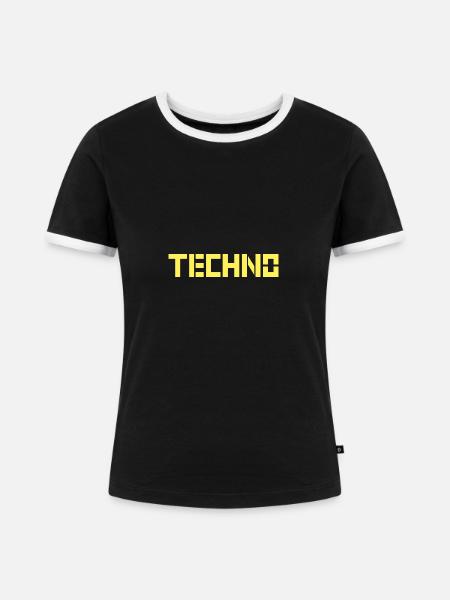 Techno - Frauen Kontrast-T-Shirt - Schwarz/Weiß
