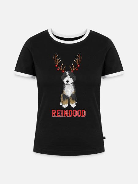 Bernedoodle Hund - Frauen Kontrast-T-Shirt - Schwarz/Weiß