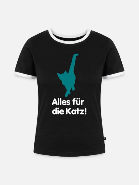 Alles für die Katz - Frauen Kontrast-T-Shirt - Schwarz/Weiß
