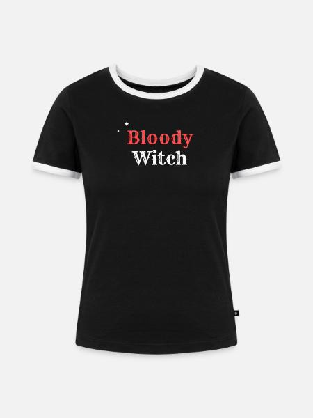 Bloody Witchy - Frauen Kontrast-T-Shirt - Schwarz/Weiß