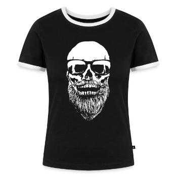 Bart Skull Hipster - Frauen Kontrast-T-Shirt - Schwarz/Weiß - Vorne - Selfina (174cm)