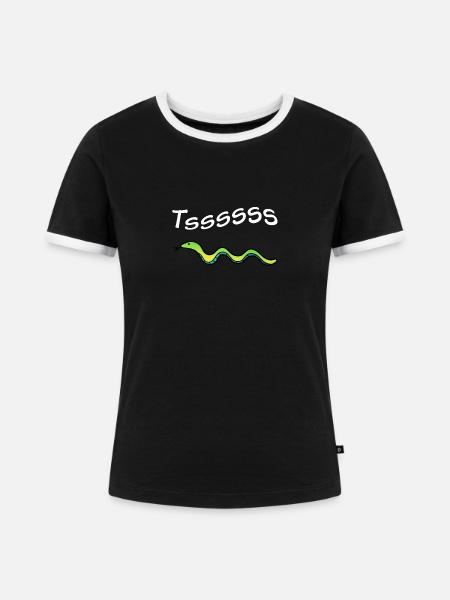 Schlange Snake Tssss - Frauen Kontrast-T-Shirt - Schwarz/Weiß