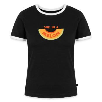 Frucht / Früchte: Melone - Wassermelone - Frauen Kontrast-T-Shirt - Schwarz/Weiß - Vorne - Selfina (174cm)