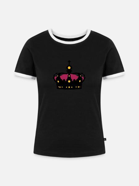 Krone - Frauen Kontrast-T-Shirt - Schwarz/Weiß