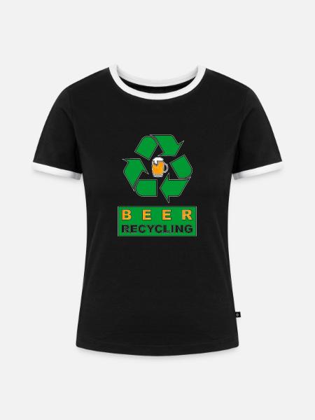 Beer recycling - Frauen Kontrast-T-Shirt - Schwarz/Weiß