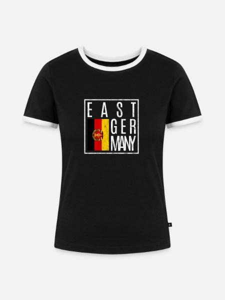 DDR - Frauen Kontrast-T-Shirt - Schwarz/Weiß