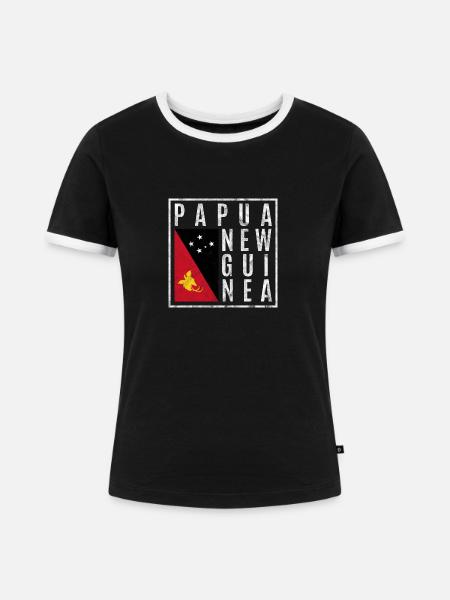 Papua-Neuguinea - Frauen Kontrast-T-Shirt - Schwarz/Weiß